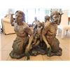 Image 5 : Oval Table w/ Sculptured Base by S. Keliam of 4 Mer-men & 2 Mer-child Figures 67" x 42" x 30"H