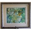 Image 1 : Joven con Cesto de Flores Serigraph on Paper Limited Edition 221/250 by José Royo, Wood Framed 28" x
