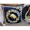 Image 2 : Qty 2 Decorative Throw Pillows: Leopard & Gilded Lyre 20" & 17" Diagonal