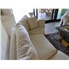 Image 13 : Qty 2 White Curved 3-Seat Upholstered Sofa Sections w/ Back & Throw Cushions 105"L x 21" x 32"H