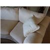 Image 15 : Qty 2 White Curved 3-Seat Upholstered Sofa Sections w/ Back & Throw Cushions 105"L x 21" x 32"H