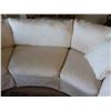Image 16 : Qty 2 White Curved 3-Seat Upholstered Sofa Sections w/ Back & Throw Cushions 105"L x 21" x 32"H