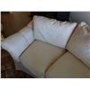 Image 8 : Qty 2 White Curved 3-Seat Upholstered Sofa Sections w/ Back & Throw Cushions 105"L x 21" x 32"H