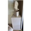 Image 1 : Contemporary Cast Marble Head of a Bearded Male Figure 26"H on Pedestal Stand 18" x 18" x 36"