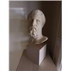 Image 3 : Contemporary Cast Marble Head of a Bearded Male Figure 26"H on Pedestal Stand 18" x 18" x 36"