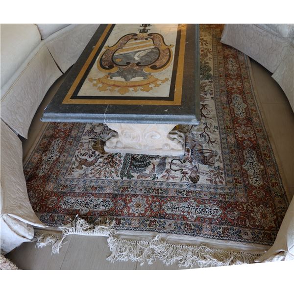 Large Middle Eastern Pictorial Area Rug w/ Fringe 91" x 55"