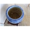 Image 4 : Asian Motif Planter Pot on Wooden Stand 11" Dia, 20"H