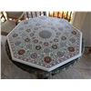 Image 10 : Baroque Revival Style Table w/ Sculptured Winged Figures Base & Floral Top 38" Dia, 33"H