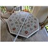 Image 17 : Baroque Revival Style Table w/ Sculptured Winged Figures Base & Floral Top 38" Dia, 33"H