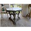 Image 5 : Baroque Revival Style Table w/ Sculptured Winged Figures Base & Floral Top 38" Dia, 33"H