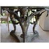 Image 8 : Baroque Revival Style Table w/ Sculptured Winged Figures Base & Floral Top 38" Dia, 33"H
