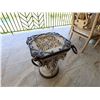 Image 11 : Round Table w/ Removable Floral Stone Top  27" Dia, 22"H & Column Pedestal Base 16" x 16" x 22"H