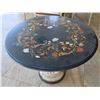 Image 1 : Round Table w/ Removable Floral Stone Top  27" Dia, 22"H & Column Pedestal Base 16" x 16" x 22"H