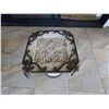 Image 8 : Round Table w/ Removable Floral Stone Top  27" Dia, 22"H & Column Pedestal Base 16" x 16" x 22"H