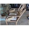 Image 11 : Round Outdoor Table w/ Glass Top, Sculptured Fish Base 48" Dia, 29"H & 4 Wicker Chairs