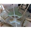 Image 14 : Round Outdoor Table w/ Glass Top, Sculptured Fish Base 48" Dia, 29"H & 4 Wicker Chairs