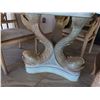 Image 8 : Round Outdoor Table w/ Glass Top, Sculptured Fish Base 48" Dia, 29"H & 4 Wicker Chairs