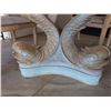 Image 9 : Round Outdoor Table w/ Glass Top, Sculptured Fish Base 48" Dia, 29"H & 4 Wicker Chairs