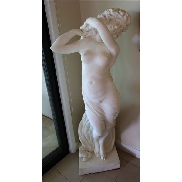 Italian Large White Marble Carved Female Sculpture 19" x 17" x 67"H (Very Heavy)