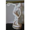 Image 1 : Italian White Marble Sculpture, Male Discus Thrower, Signed by Arnaldo Giannelli 7" Dia (Base), 18"H