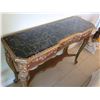 Image 10 : French Rococo-Style Carved & Gilded Wood Console Table w/ Stone Top 14" x 13" x 34"H