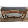 Image 1 : French Rococo-Style Carved & Gilded Wood Console Table w/ Stone Top 14" x 13" x 34"H