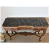 Image 2 : French Rococo-Style Carved & Gilded Wood Console Table w/ Stone Top 14" x 13" x 34"H