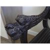 Image 10 : Vintage Chinese Dark Hardwood Carved Throne-Style Chair w/ Curved Slatted Seat, Owl & Dragon Motif 2