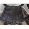 Image 11 : Vintage Chinese Dark Hardwood Carved Throne-Style Chair w/ Curved Slatted Seat, Owl & Dragon Motif 2