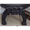 Image 13 : Vintage Chinese Dark Hardwood Carved Throne-Style Chair w/ Curved Slatted Seat, Owl & Dragon Motif 2