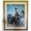 Image 1 : Elephants Dutch Oil Painting on Canvas by Mark Van Den Eschen, Framed 28" x 36"