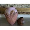Image 3 : Qty 2 Ceramic Urns: Geometric & Leaf Design, Misc Sizes