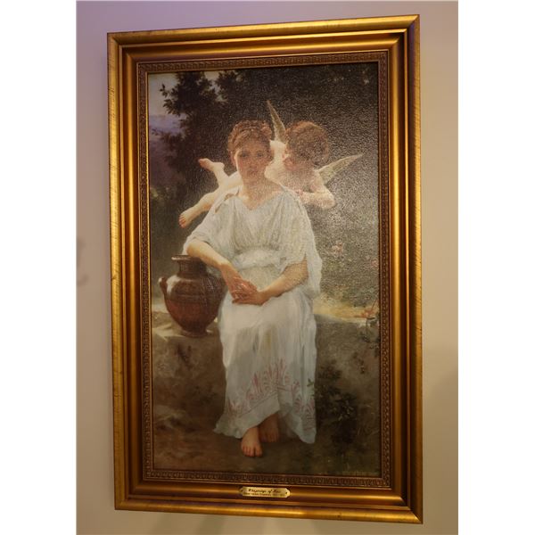 Whisperings of Love Giclee Print Reproduction by William-Adolphe Bouguereau, Framed 18" x 28"