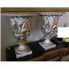 Image 1 : Qty 2 Vintage Italian Porcelain Footed Vases by Capodimonte 13" Dia, 18"H