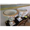 Image 2 : Qty 2 Vintage Italian Porcelain Footed Vases by Capodimonte 13" Dia, 18"H