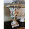 Image 8 : Qty 2 Vintage Italian Porcelain Footed Vases by Capodimonte 13" Dia, 18"H