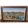 Image 1 : Landscape Scene Illimani, Bolivia Oil Painting, Framed 51" x 22"