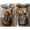 Image 1 : Qty 2 Pedestal Display Stands w/ Cherub Bases & Marble Tops 16" x 32"