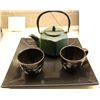 Image 1 : Teapot w/ Lid & Handle, Tray & 2 Tea Cups