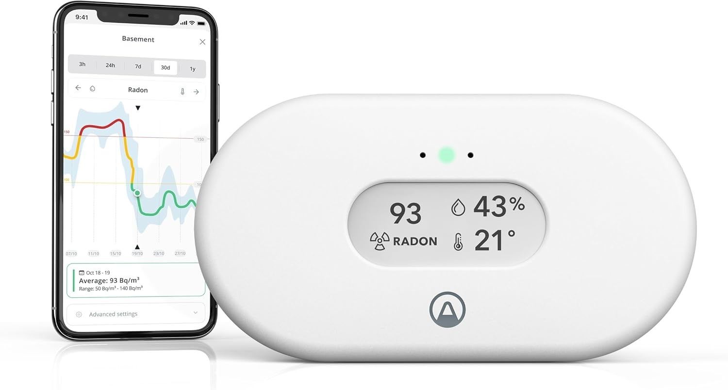 Airthings View Radon 2989 - Radon Monitor Radon Humidity Temp With Wifi ...