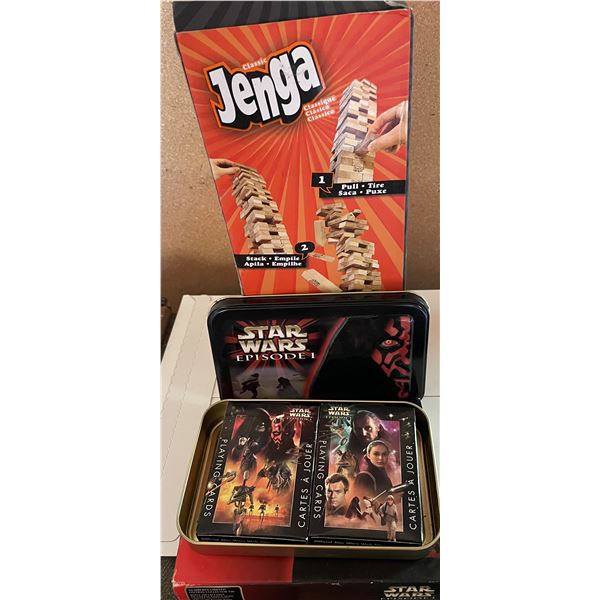 Jenga game and Star Wars Playing Card