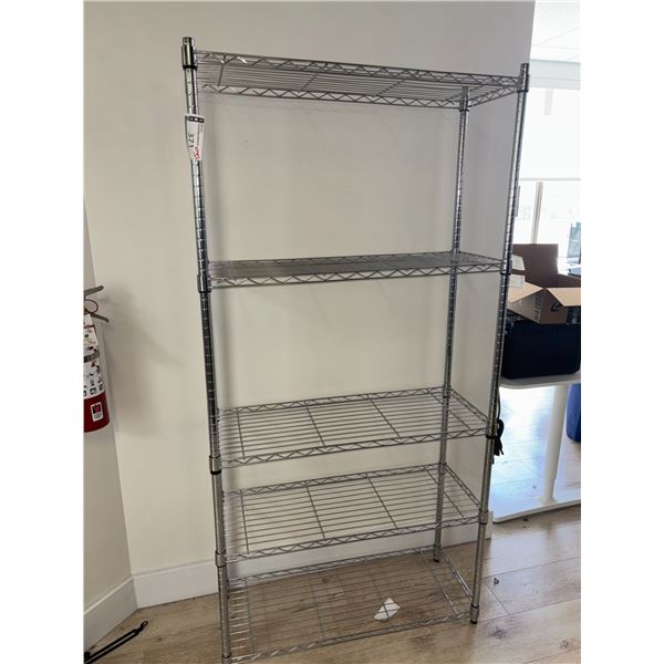 ÉTAGÈRE EN MÉTAL CHROMÉ A/ 5 TABLETTES 36"x14"x72"