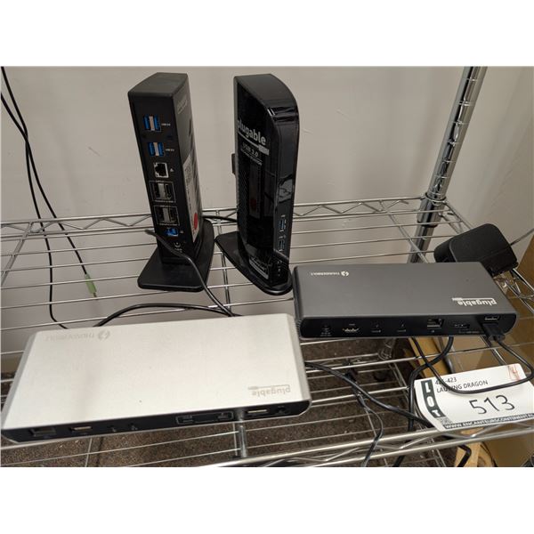 LOT: 4 DOCKING STATIONS USB3/THUNDERBOLT ASST