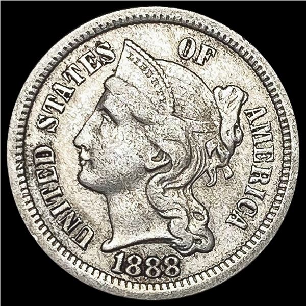 1888 Three-Cent Nickel NEARLY UNCIRCULATED