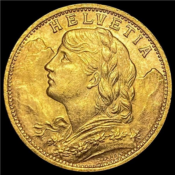1927-B Swiss 20 Francs Gold Vreneli CHOICE BU