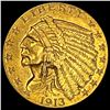 1913 Indian Head $2.50 Gold Quarter Eagl CHOICE AU