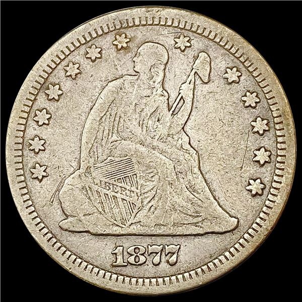 1877-CC Seated Liberty Quarter LIGHTLY CIRCULATED