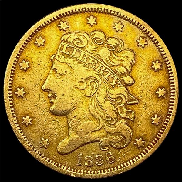 1836 Capped Bust Half Eagle $5 LIGHTLY CIRCULATED LIGHTLY CIRCULATED