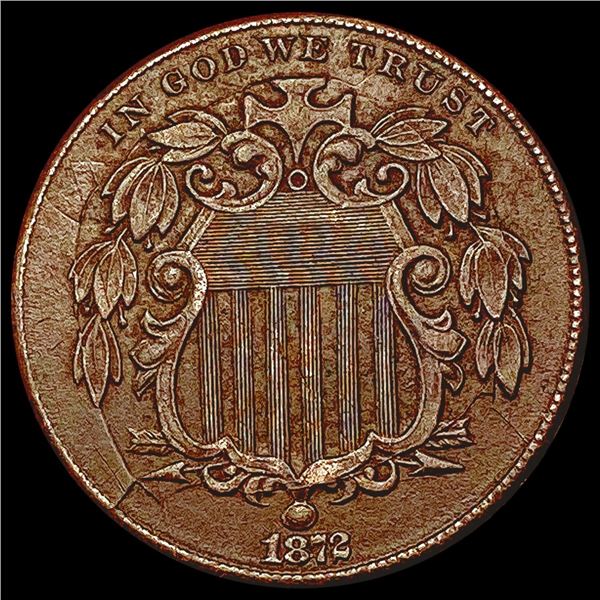 1872 Shield Nickel NEARLY UNCIRCULATED