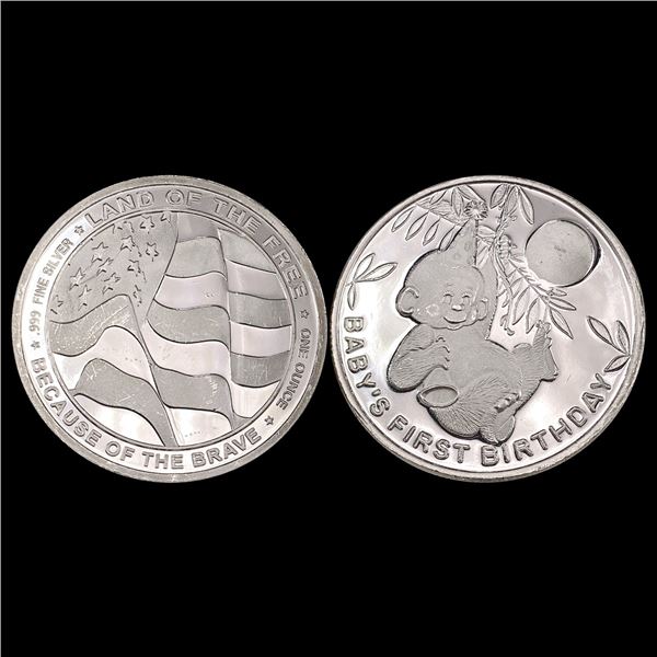 [2] 1oz Silver Rounds GEM PROOF